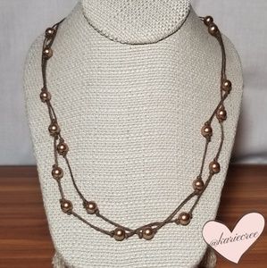 Bronzy Pearl and Nature Necklace